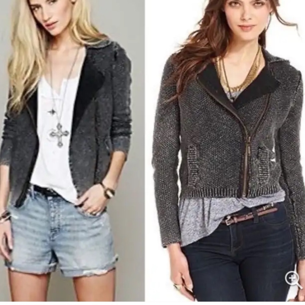 FREE PEOPLE Warm & Cool Knit Moto Jacket - Picture 3 of 13